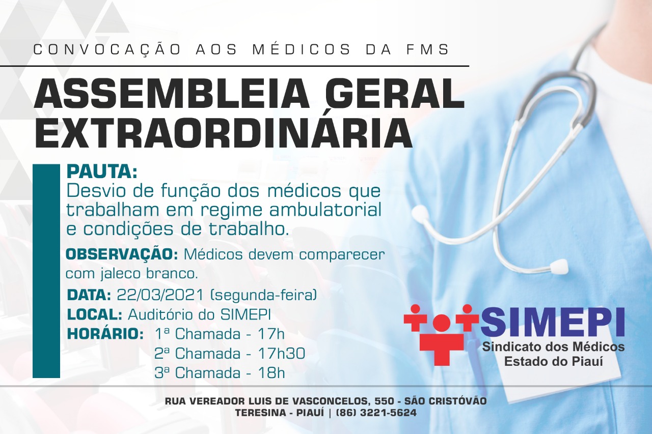 Convocação aos médicos da FMS, em Teresina