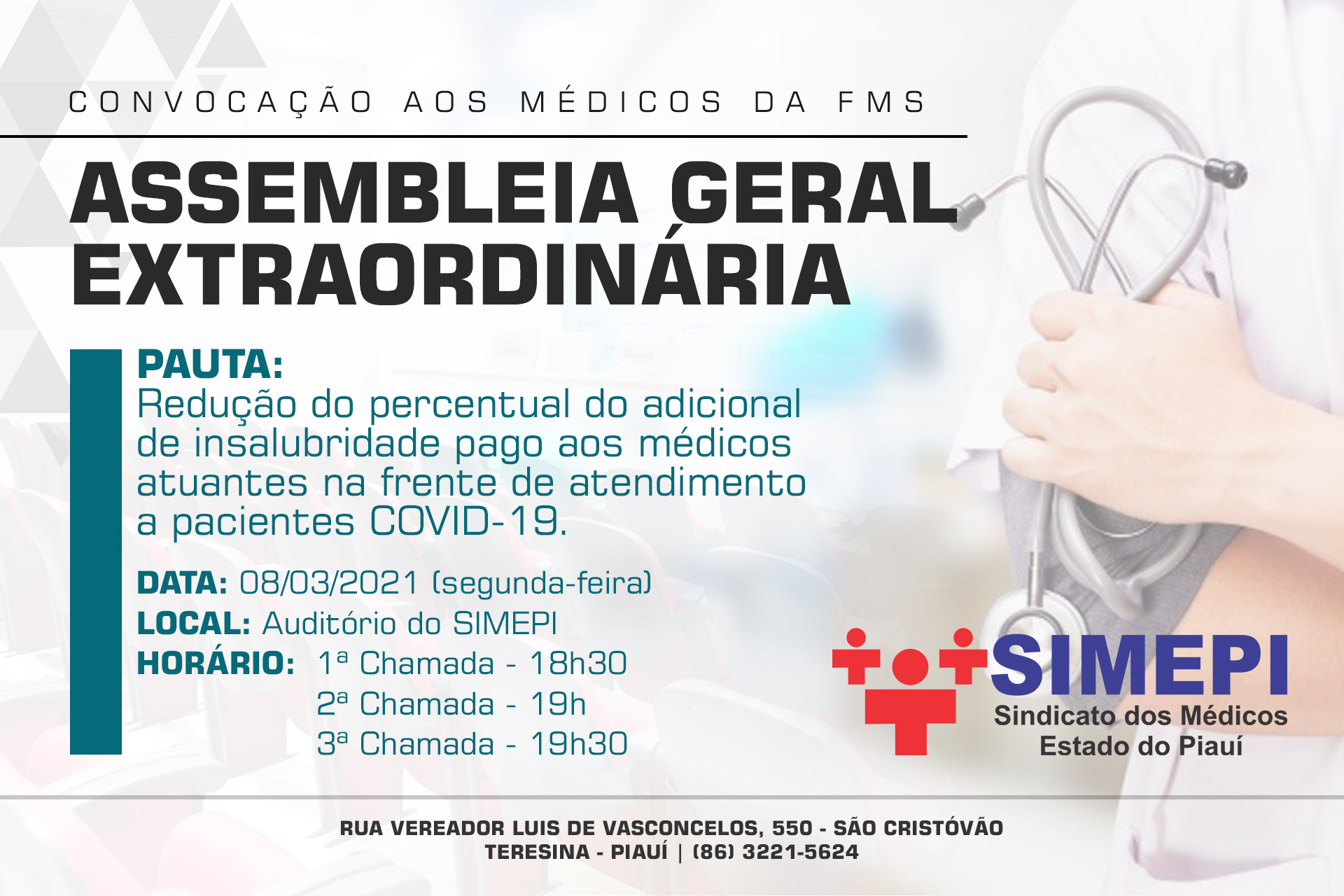 Convocação aos médicos servidores do município de Teresina