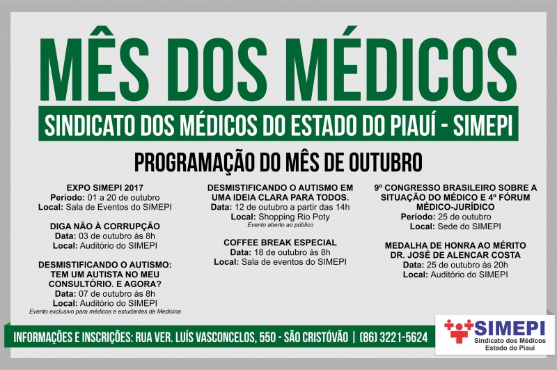 SIMEPI realizará grande programação para comemorar o mês dos médicos