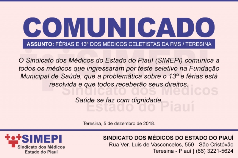 Comunicado aos médicos celetistas da Fundação Municipal de Saúde