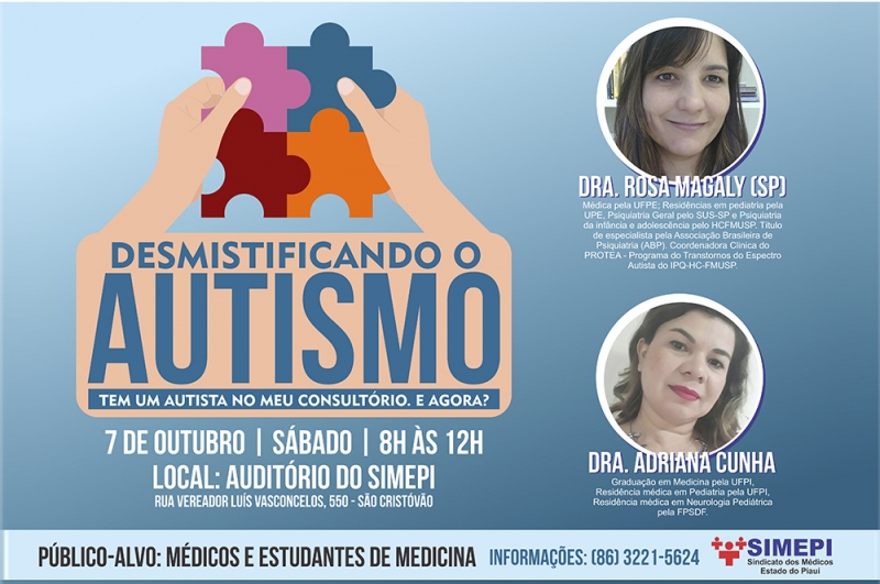 SIMEPI promoverÃ¡ workshop sobre o autismo para mÃ©dicos e estudantes de medicina