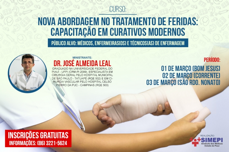 SIMEPI realizará curso sobre curativos em cidades do Piauí gratuitamente