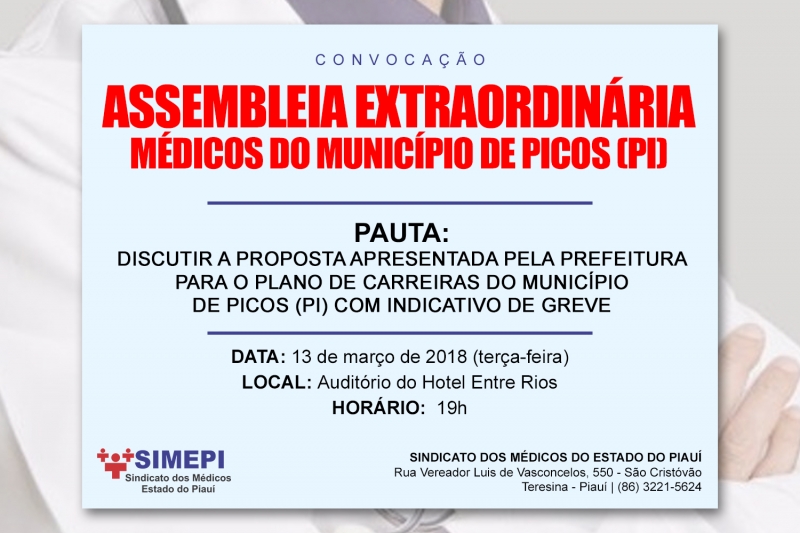Assembleia Extraordinária com médicos do município de Picos (PI)