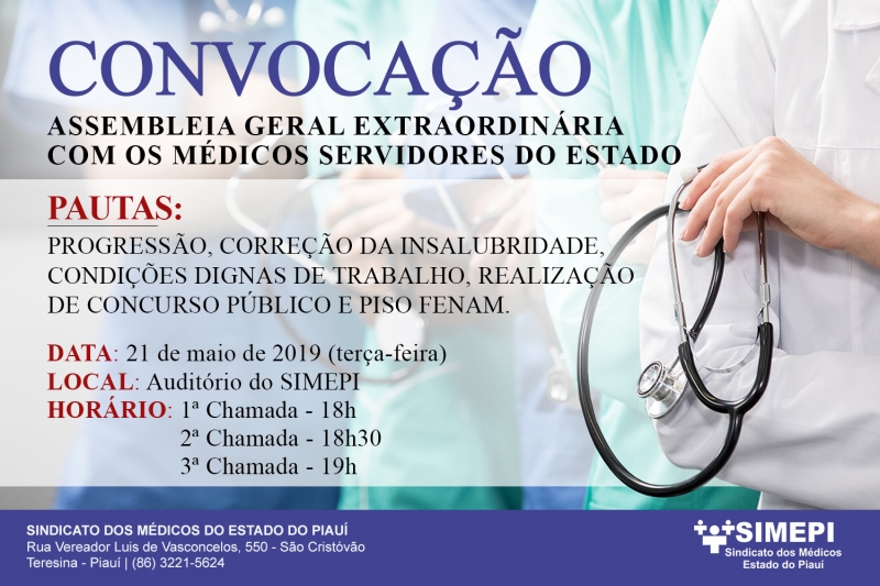 Convocação aos médicos servidores do Estado do Piauí