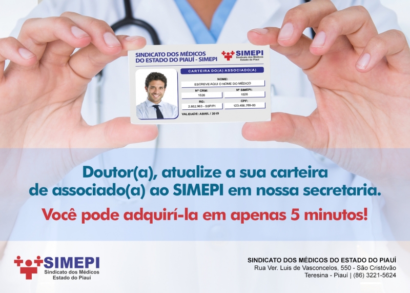 Atualize a sua carteira associativa do SIMEPI em apenas 5 minutos