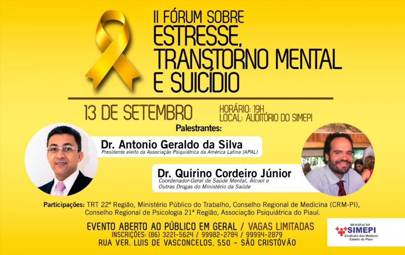 Evento sobre transtorno mental e suicídio traz à Teresina palestrantes de renome nacional