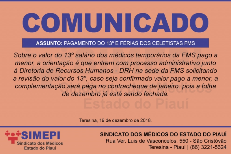 Atenção, médicos celetistas da FMS!