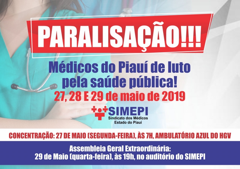 Médicos servidores do Estado do Piauí irão suspender atendimentos por 72 horas