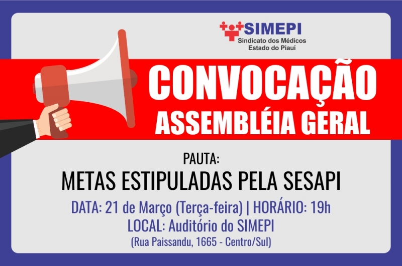 SIMEPI realiza Assembléia Geral no dia 21 de março
