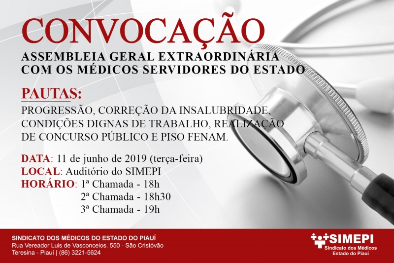 Convocação aos médicos servidores do Estado do Piauí