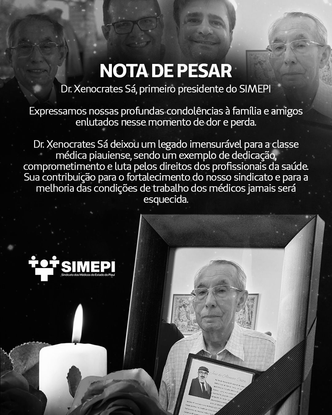 Nota de pesar: Xenócrates de Carvalho Sá, primeiro presidente do SIMEPI