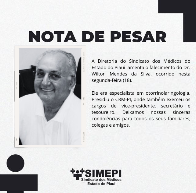 Nota de Pesar: Dr. Wilton Mendes da Silva
