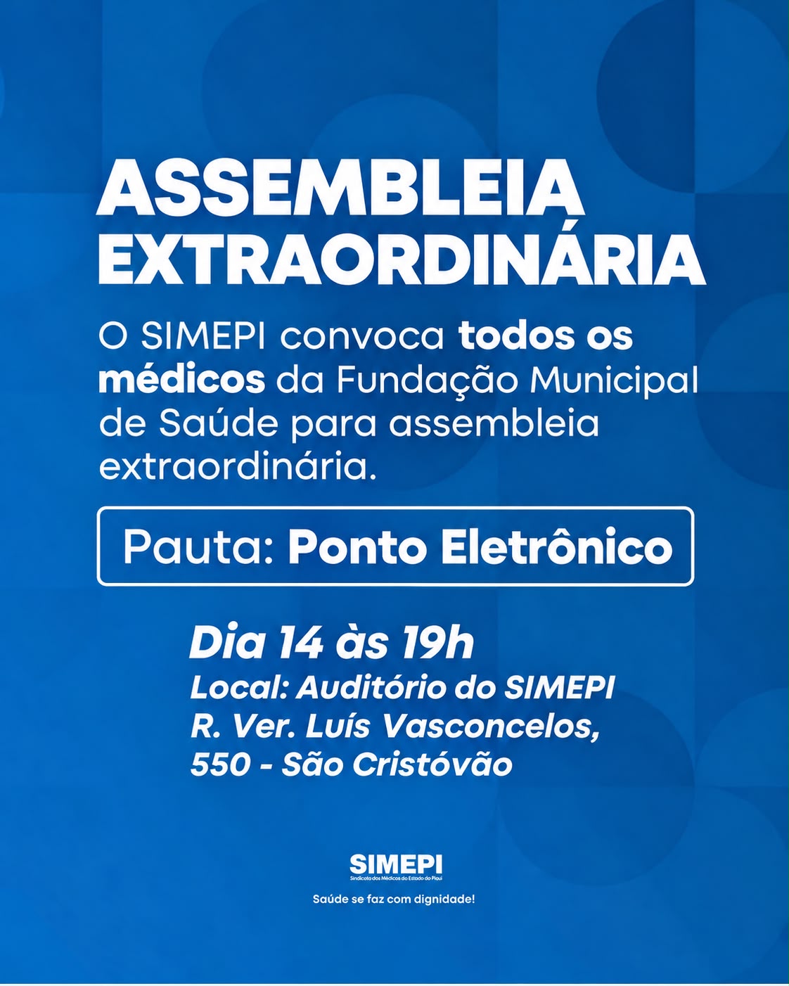 Assembleia Extraordinária 14/10 19h